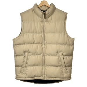 WEATHERPROOF Men’s Tan Quilted Vest with High Collar, Size Large